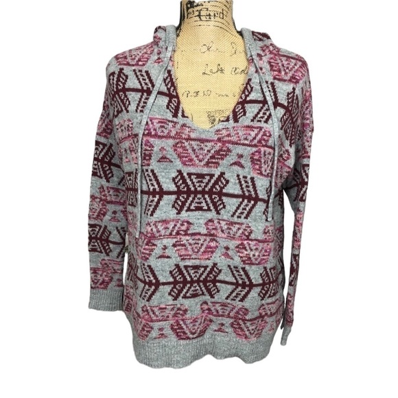 AMERICAN Eagle Outfitters Tribal Aztec Boho Super Soft Boho Sweater Hoodie - Picture 2 of 9